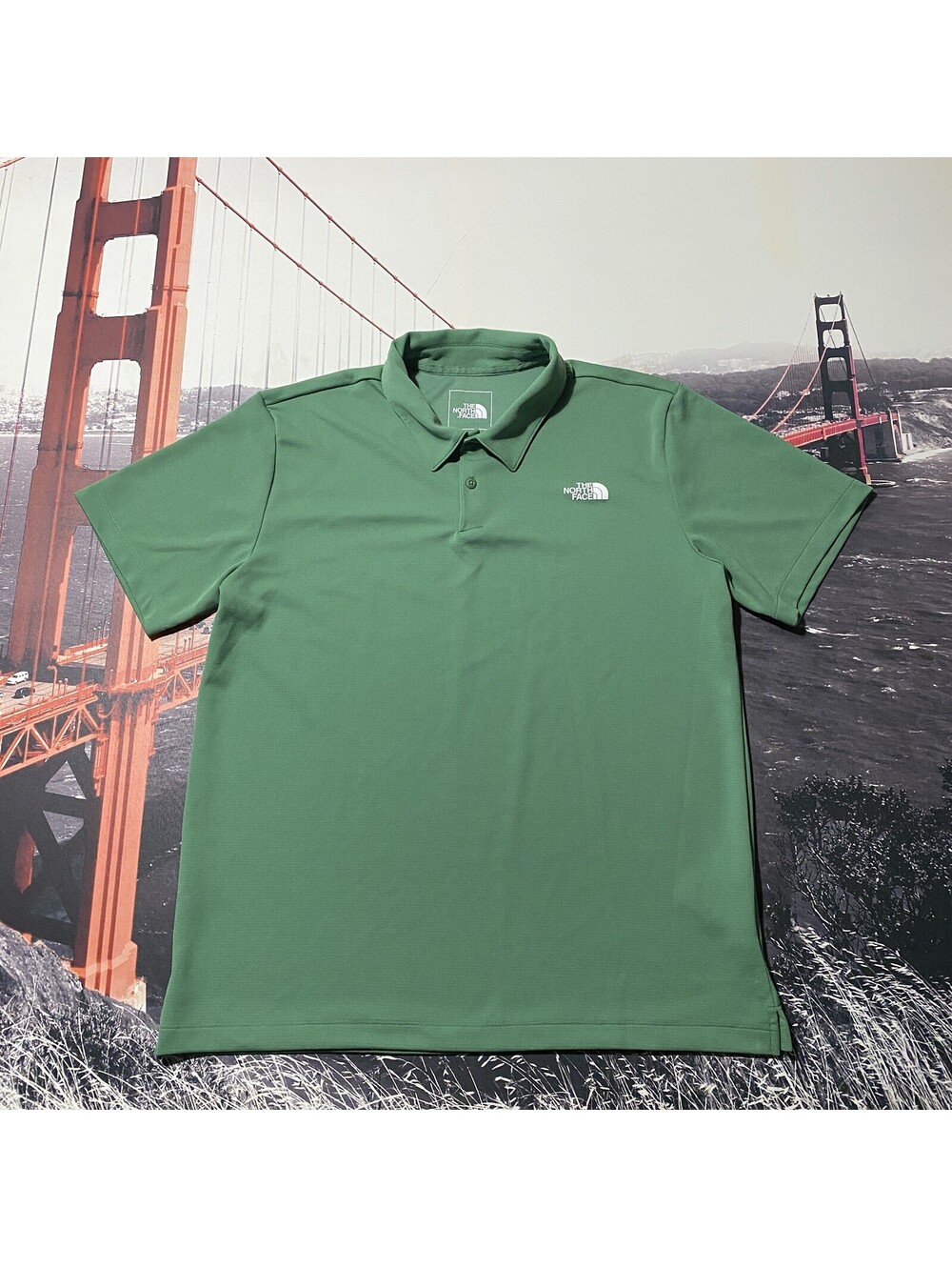 The North Face Mens Large Green Polo Shirt Performance Golf Casual Short Sleeve